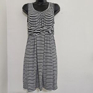SOPHIE MAX size Large Sleeveless Striped Knee Length Sundress Black White